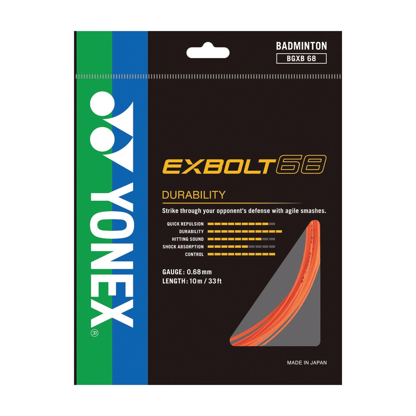 YONEX BADMINTON STRING EX-68 DURABILITY & SMASH # BGXB68 BLA