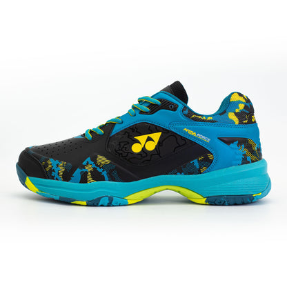 YY MENS BADMINTON SHOES # ARMA FORCE BLACK/DEEP LAGGOON/ACID