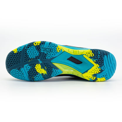 YY MENS BADMINTON SHOES # ARMA FORCE BLACK/DEEP LAGGOON/ACID