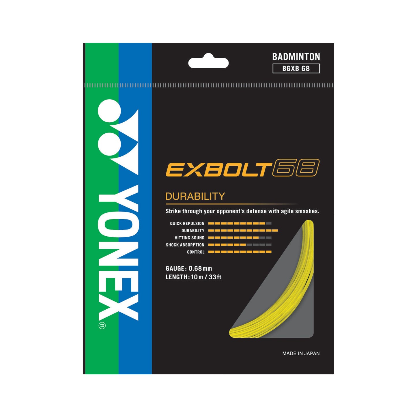YONEX BADMINTON STRING EX-68 DURABILITY & SMASH # BGXB68 BLA