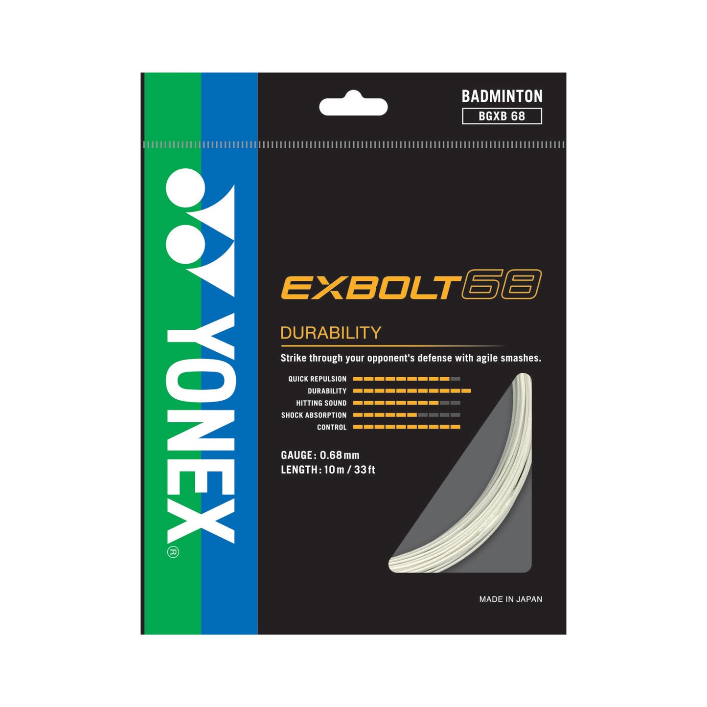 YONEX BADMINTON STRING EX-68 DURABILITY & SMASH # BGXB68 BLA