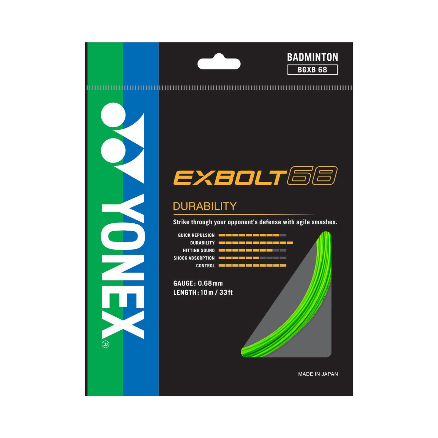 YONEX BADMINTON STRING EX-68 DURABILITY & SMASH # BGXB68 BLA