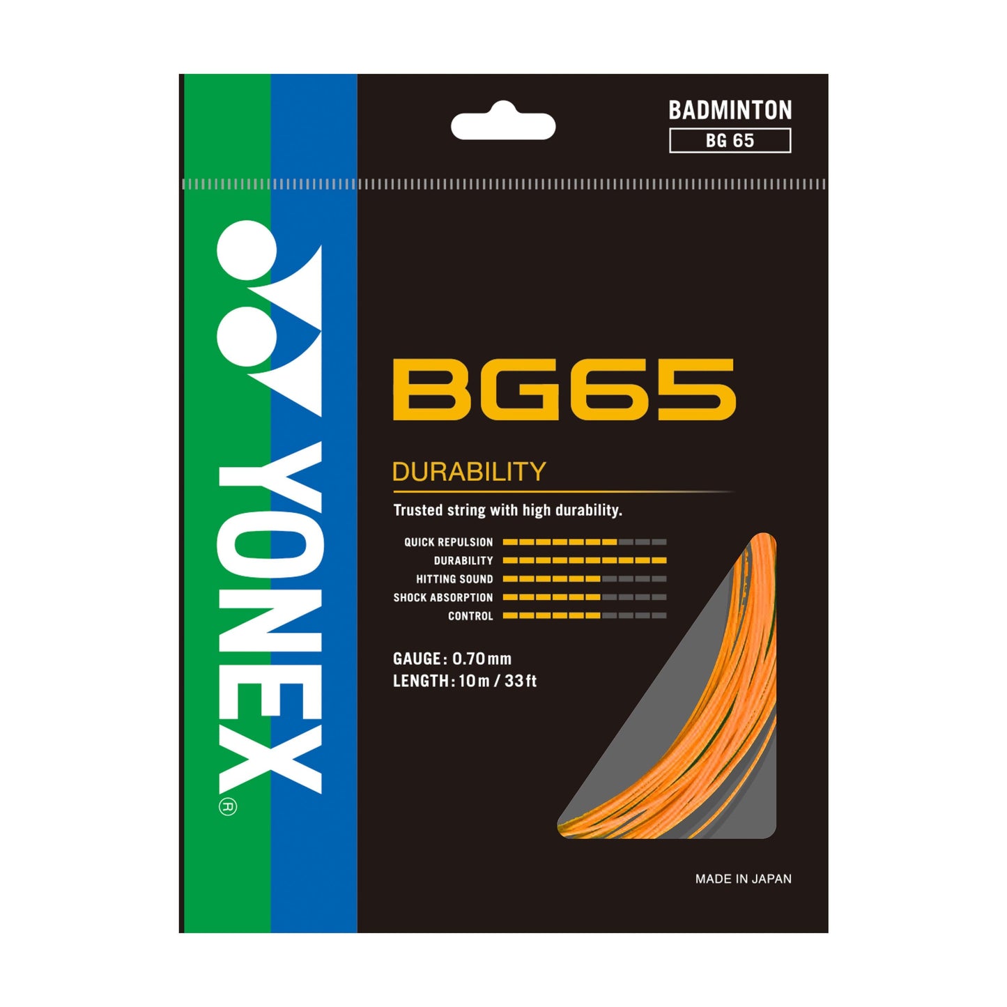 YONEX BADMINTON GUT #BG 65 AMBER