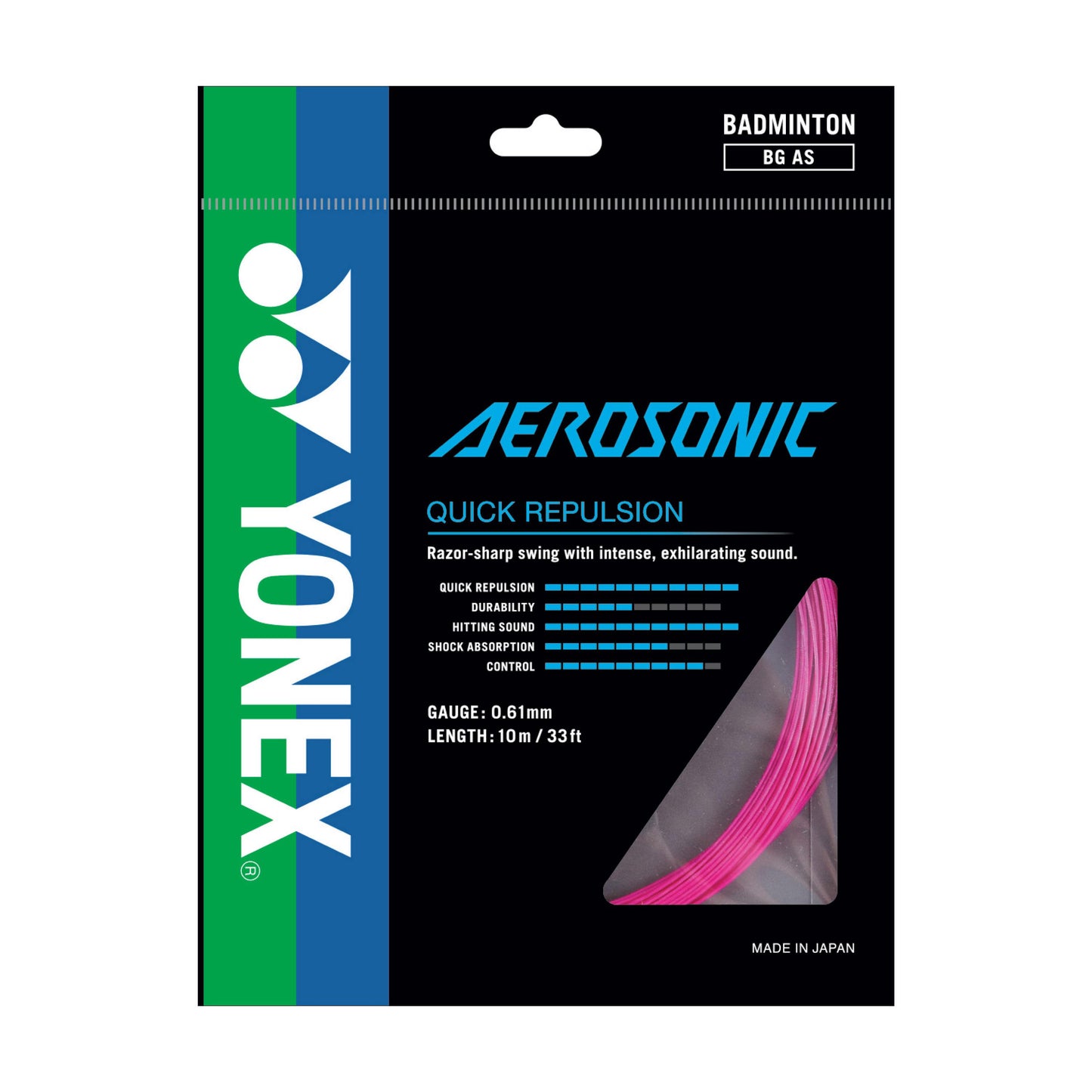 Yonex Badminton String AERO SONIC BG-AS BRIGHT PINK 10 M