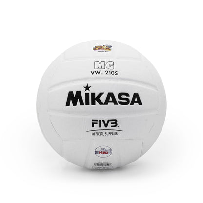MIKASA SYNTHETIC LEATHER VOLLYBALL, S#5, ALL WHITE VWL210S -