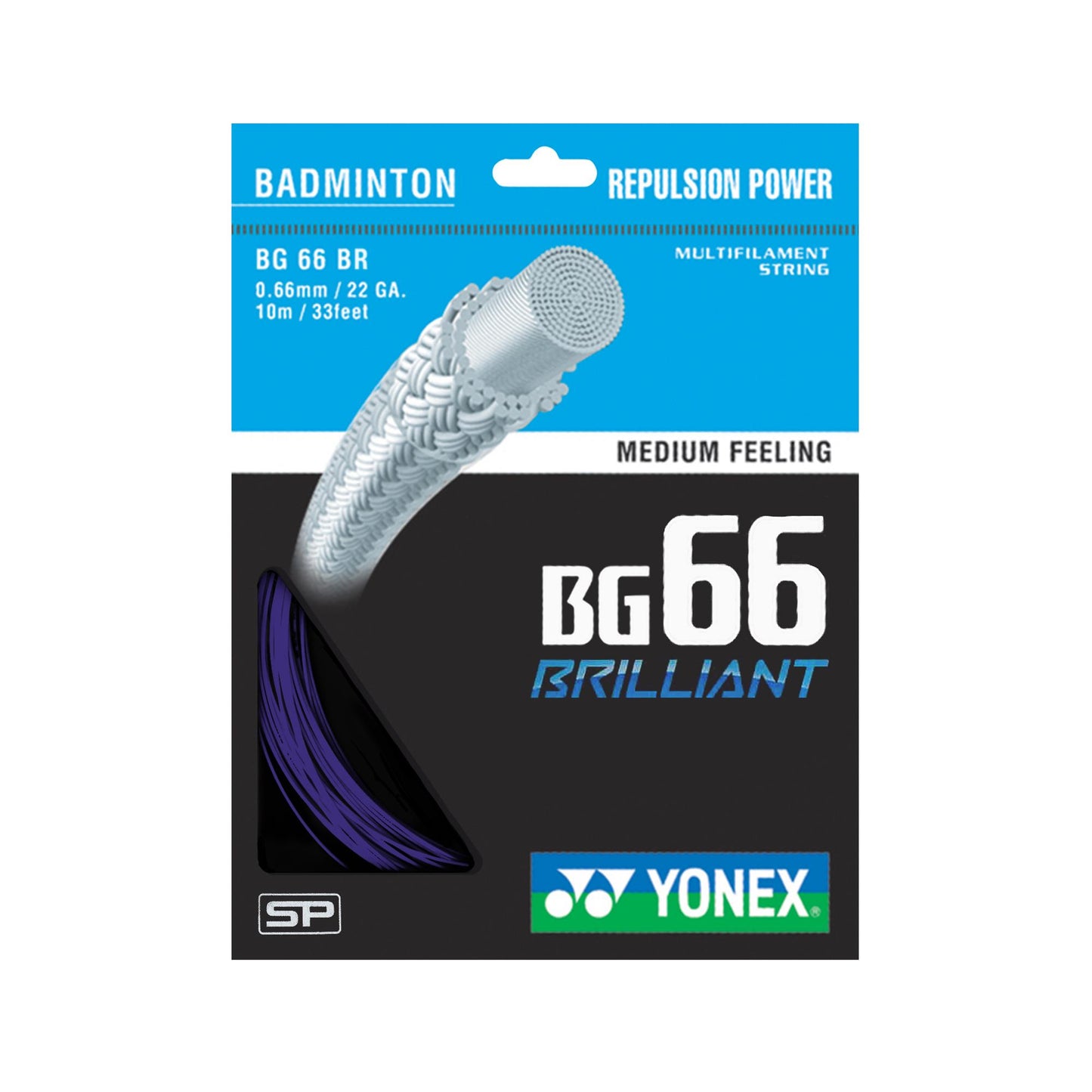 YONEX BADMINTON NYLON STRING (10M) # BG66BR BLACK ZZZZ